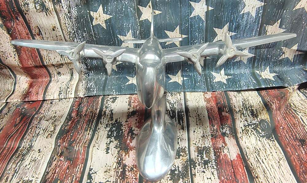 Aluminum 4 Propeller Airplane Art Deco MCM Decor